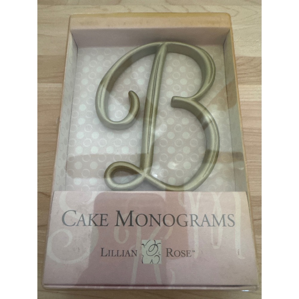 Lillian Rose Cake Monogram Letter B Silver Wedding Cake Topper Brushed Metal